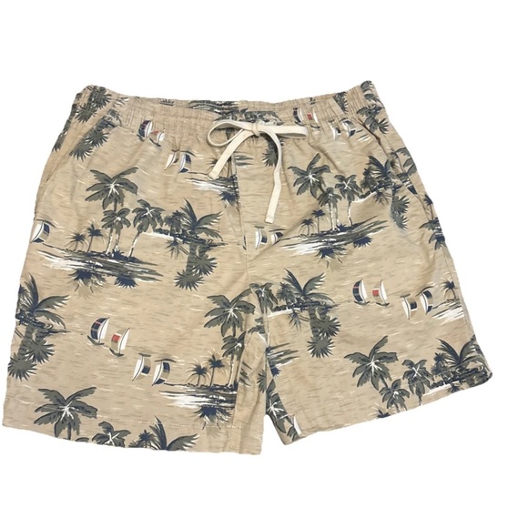 90's Nautica Men’s Vintage Sailsport Collection 7" Island Print Boardwalk Shorts - Picture 1 of 15